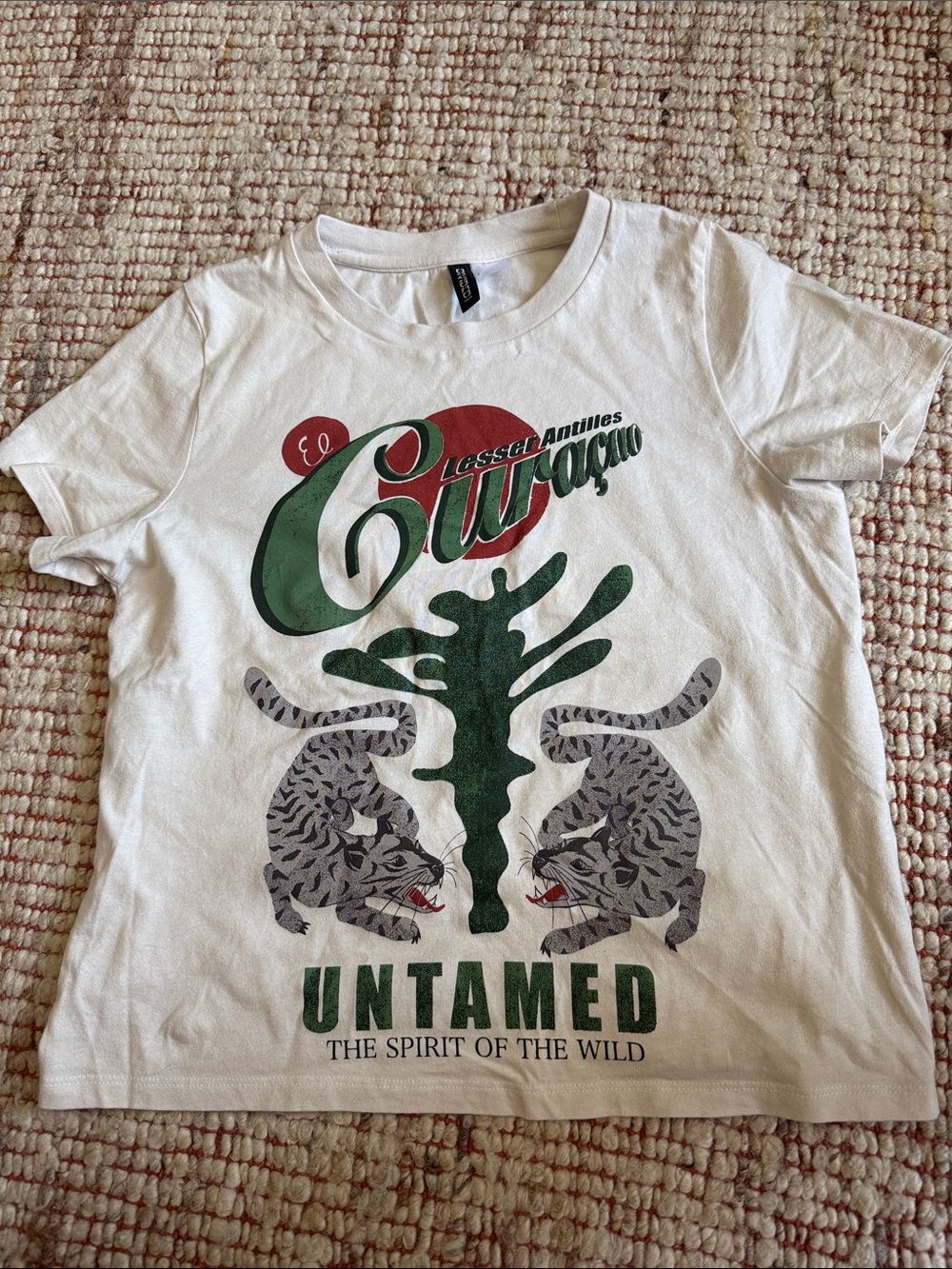 Untamed Off White Graphic Tee with Green Accent